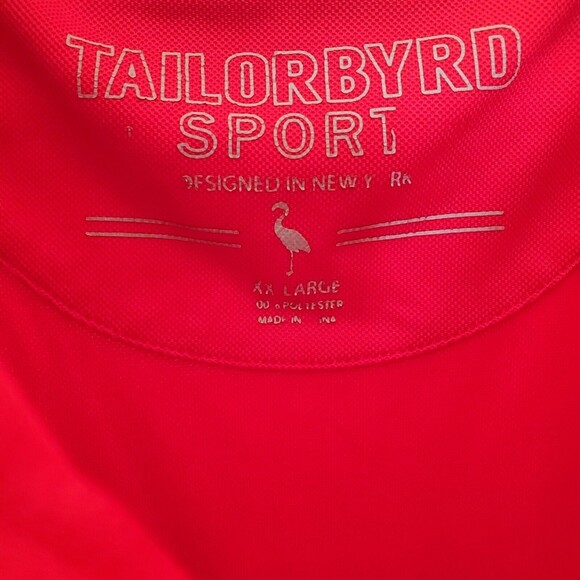 TailorByrd Golf Polo Shirt XXL Quarter Zip Flamingo Logo Sleeve Polyester - Picture 3 of 12